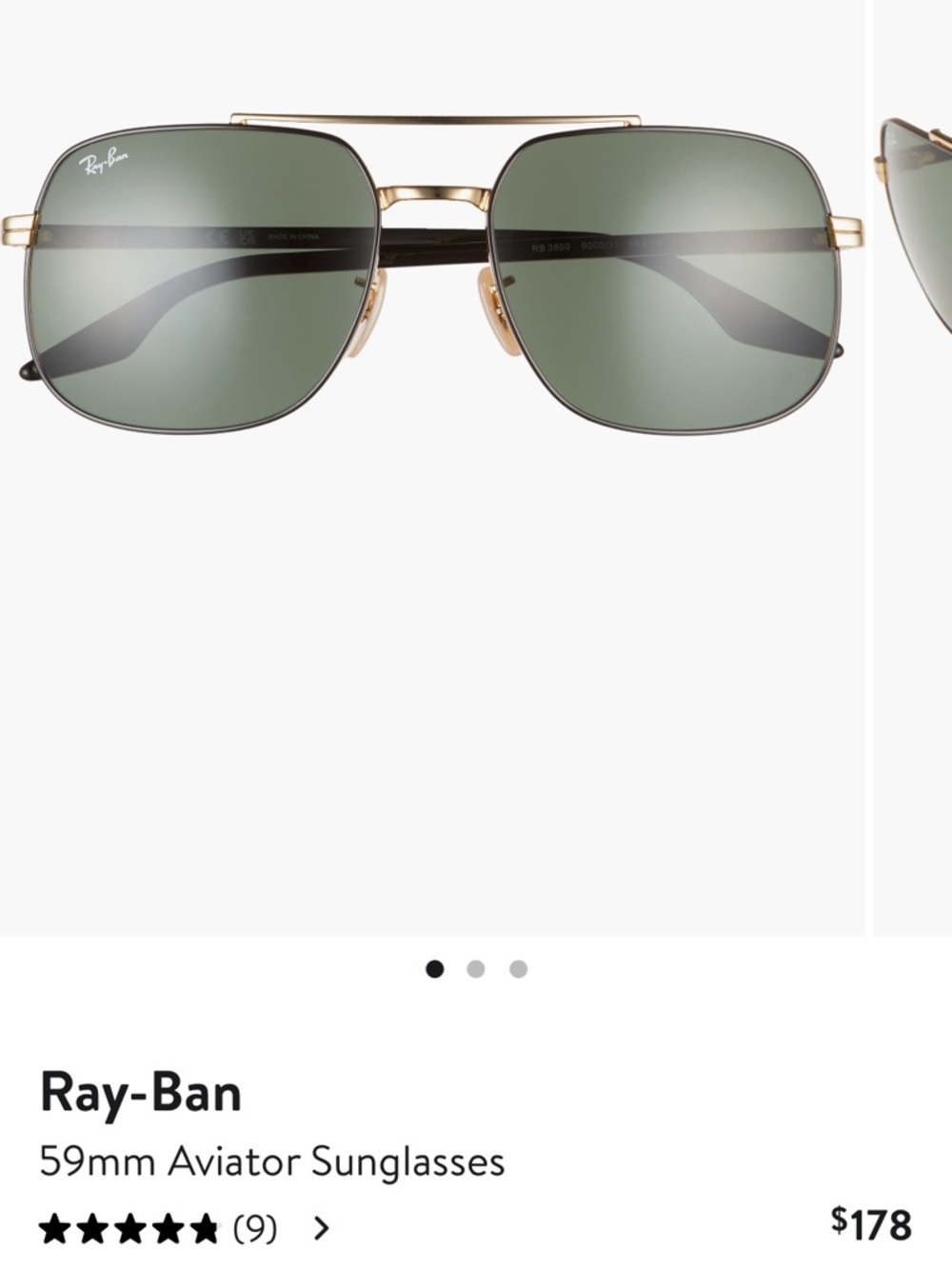 Ray-Ban 59mm Aviator Sunglasses